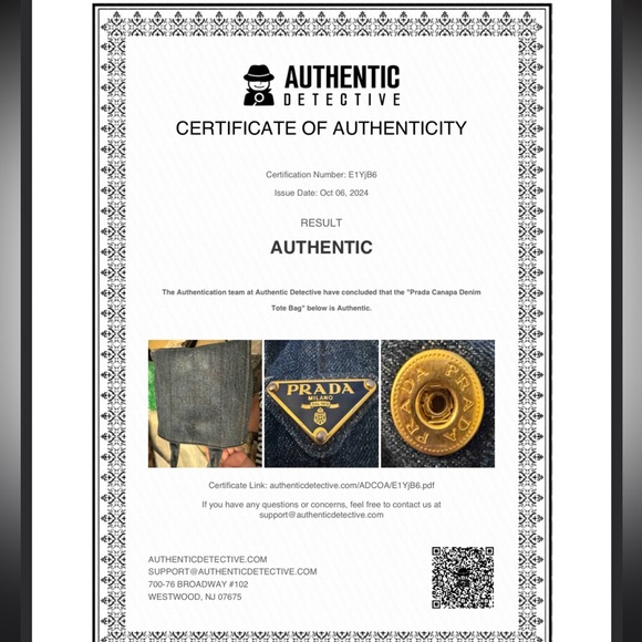 Prada Canapa DENIM Tote Bag Sz 11.5 L x 7.5 H AUTHENTIC,COA done - Picture 12 of 15